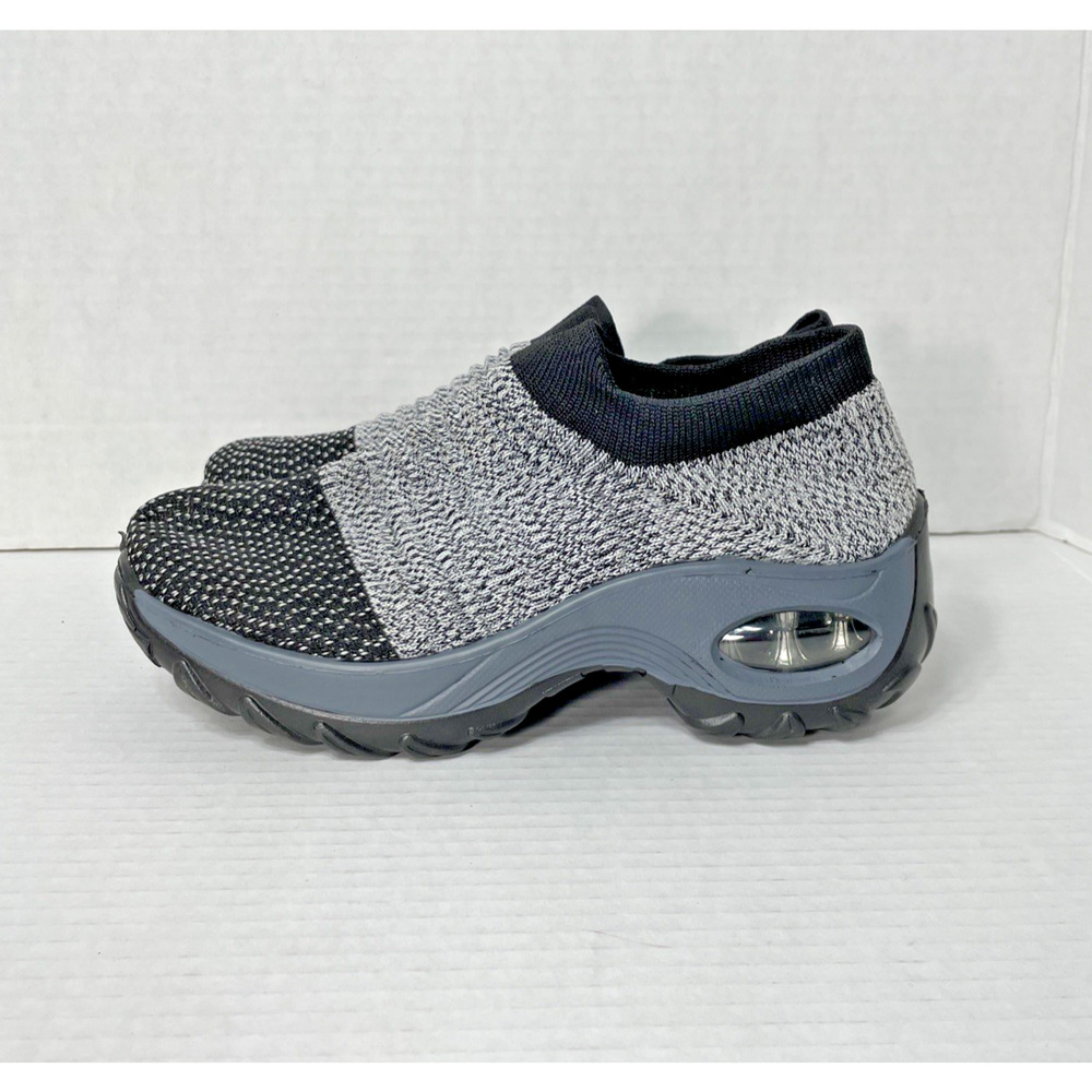 Slip-On Gray Knit Women's Sneakers